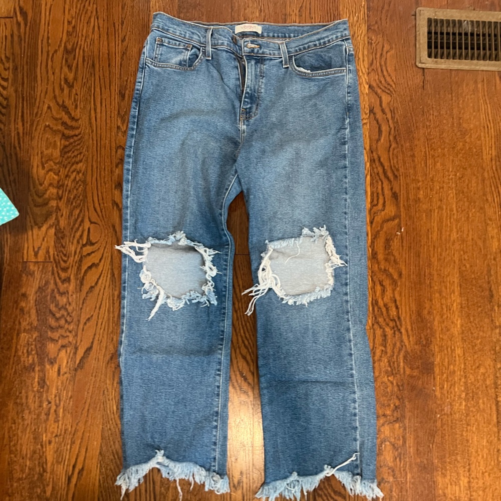 Distressed Blue Jeans